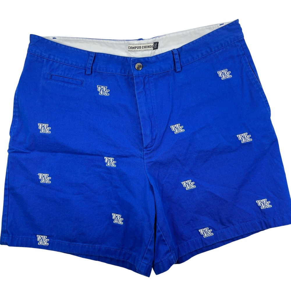 Kentucky Wildcats Campus Chinos Men Blue Embroidered Chino Shorts Size 38